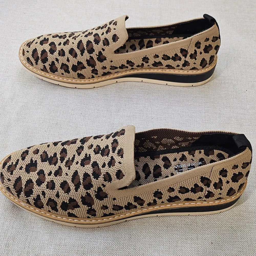 Taryn by Taryn Rose Stilo Loafers‎ Womens 9.5 Leopard Knit Slip On Comfort Shoes